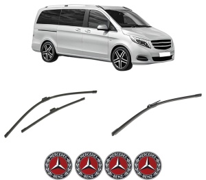 Set 3 stergatoare MERCEDES-BENZ V-CLASS (W447) din 2014-2021, pentru parbriz si luneta fata si spate auto, Bosch Aerotwin-Aerotwin, din cauciuc siliconat rezistent, 4 Stickere Auto MERCEDES-BENZ - Img 2