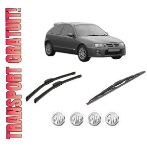 Set 3 stergatoare MG MG ZS Hatchback din 2001-2005, pentru parbriz si luneta fata si spate auto, Bosch Twin-Aerotwin Retrofit, din cauciuc siliconat rezistent, 4 Stickere Auto MG