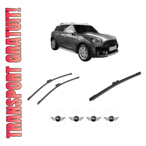 Set 3 stergatoare MINI MINI COUNTRYMAN (F60) din 2016-2020, pentru parbriz si luneta fata si spate auto, Bosch Aerotwin-Aerotwin, din cauciuc siliconat rezistent, 4 Stickere Auto MINI