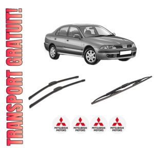 Set 3 stergatoare MITSUBISHI CARISMA Saloon (DA_) din 1999-2006, pentru parbriz si luneta fata si spate auto, Bosch Twin-Aerotwin Retrofit, din cauciuc siliconat rezistent, 4 Stickere Auto MITSUBISHI