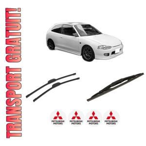 Set 3 stergatoare MITSUBISHI COLT V (CJ_, CP_) din 1996-2003, pentru parbriz si luneta fata si spate auto, Bosch Twin-Aerotwin Retrofit, din cauciuc siliconat rezistent, 4 Stickere Auto MITSUBISHI