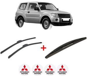 Set 3 stergatoare MITSUBISHI PAJERO IV (V8_W, V9_W) din 2006, pentru parbriz si luneta fata si spate auto, Bosch Twin, din cauciuc siliconat rezistent, 4 Stickere Auto MITSUBISHI v5711