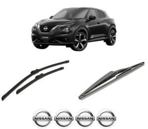 Set 3 stergatoare NISSAN JUKE (F16_) din 2019, pentru parbriz si luneta fata si spate auto, Bosch Twin-Aerotwin, din cauciuc siliconat rezistent, 4 Stickere Auto NISSAN - Img 2