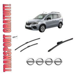 Set 3 stergatoare NISSAN TOWNSTAR Box Body/MPV (XFK) din 2021-2022, pentru parbriz si luneta fata si spate auto, Bosch Aerotwin-Aerotwin, din cauciuc siliconat rezistent, 4 Stickere Auto NISSAN