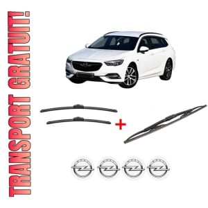 Set 3 stergatoare OPEL INSIGNIA B Sports Tourer (Z18) din 2017, pentru parbriz si luneta fata si spate auto, Bosch Twin, din cauciuc siliconat rezistent, 4 Stickere Auto OPEL