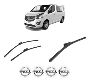 Set 3 stergatoare OPEL VIVARO B Van (X82) din 2014-2019, pentru parbriz si luneta fata si spate auto, Bosch Aerotwin-Aerotwin Multi, din cauciuc siliconat rezistent, 4 Stickere Auto OPEL - Img 2
