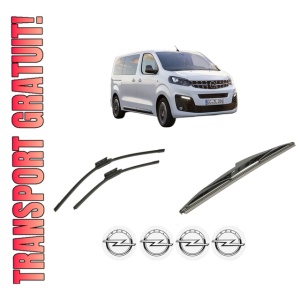 Set 3 stergatoare OPEL ZAFIRA LIFE Bus (K0) din 2019-2024, pentru parbriz si luneta fata si spate auto, Bosch Twin-Aerotwin, din cauciuc siliconat rezistent, 4 Stickere Auto OPEL