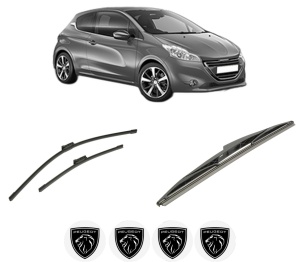 Set 3 stergatoare PEUGEOT 208 I (CA_, CC_) din 2012-2019, pentru parbriz si luneta fata si spate auto, Bosch Twin-Aerotwin, din cauciuc siliconat rezistent, 4 Stickere Auto PEUGEOT - Img 2