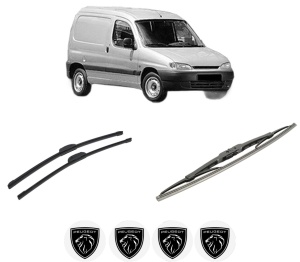 Set 3 stergatoare PEUGEOT PARTNER Box Body/MPV (5_, G_) din 1996-2015, pentru parbriz si luneta fata si spate auto, Bosch Twin-Aerotwin Retrofit, din cauciuc siliconat rezistent, 4 Stickere Auto PEUGEOT - Img 2