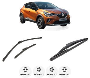 Set 3 stergatoare RENAULT CAPTUR II (HF_) din 2020-2022, pentru parbriz si luneta fata si spate auto, Bosch Twin-Aerotwin, din cauciuc siliconat rezistent, 4 Stickere Auto RENAULT - Img 2