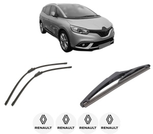 Set 3 stergatoare RENAULT GRAND SCENIC IV (R9_) din 2016-2023, pentru parbriz si luneta fata si spate auto, Bosch Twin-Aerotwin, din cauciuc siliconat rezistent, 4 Stickere Auto RENAULT - Img 2
