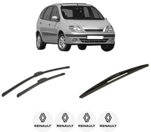Set 3 stergatoare RENAULT SCENIC I MPV (JA0/1_, FA0_) din 1999-2003, pentru parbriz si luneta fata si spate auto, Bosch Twin-Aerotwin Retrofit, din cauciuc siliconat rezistent, 4 Stickere Auto RENAULT - Img 2