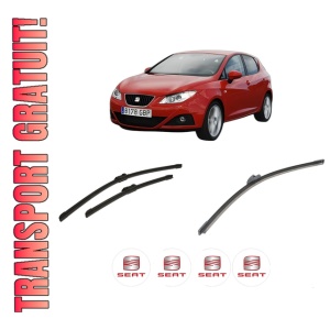 Set 3 stergatoare SEAT IBIZA IV Hatchback Van (6J1) din 2008-2015, pentru parbriz si luneta fata si spate auto, Bosch Aerotwin-Aerotwin, din cauciuc siliconat rezistent, 4 Stickere Auto SEAT