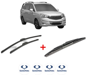 Set 3 stergatoare SSANGYONG RODIUS II VAN (CA1) din 2015, pentru parbriz si luneta fata si spate auto, Bosch Twin, din cauciuc siliconat rezistent, 4 Stickere Auto SSANGYONG v4026