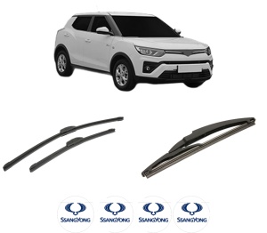 Set 3 stergatoare SSANGYONG Tivoli GRAND din 2021, pentru parbriz si luneta fata si spate auto, Bosch Twin-Aerotwin Retrofit, din cauciuc siliconat rezistent, 4 Stickere Auto SSANGYONG - Img 2