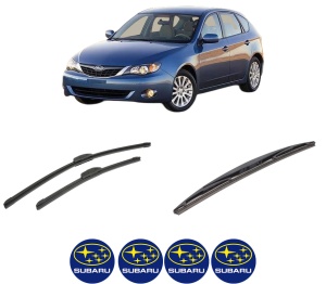 Set 3 stergatoare SUBARU IMPREZA Hatchback (GR, GH, G3) din 2007-2013, pentru parbriz si luneta fata si spate auto, Bosch Twin-Aerotwin Retrofit, din cauciuc siliconat rezistent, 4 Stickere Auto SUBARU - Img 2