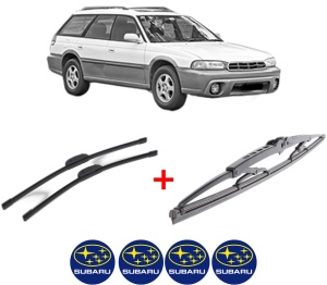 Set 3 stergatoare SUBARU LEGACY OUTBACK (BG) din 1996 - 1999, pentru parbriz si luneta fata si spate auto, Bosch Twin, din cauciuc siliconat rezistent, 4 Stickere Auto SUBARU v11585