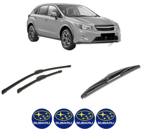 Set 3 stergatoare SUBARU XV (_GP_) din 2012-2017, pentru parbriz si luneta fata si spate auto, Bosch Twin-Aerotwin Retrofit, din cauciuc siliconat rezistent, 4 Stickere Auto SUBARU - Img 2