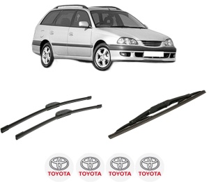 Set 3 stergatoare TOYOTA AVENSIS Estate (_T22_) din 1997-2003, pentru parbriz si luneta fata si spate auto, Bosch Twin-Aerotwin Retrofit, din cauciuc siliconat rezistent, 4 Stickere Auto TOYOTA - Img 2