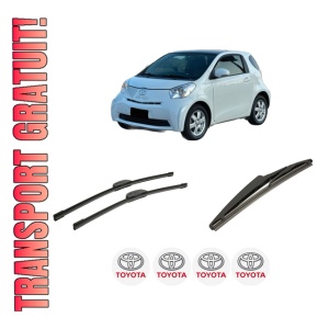 Set 3 stergatoare TOYOTA IQ (_J1_) din 2009-2015, pentru parbriz si luneta fata si spate auto, Bosch Twin-Aerotwin Retrofit, din cauciuc siliconat rezistent, 4 Stickere Auto TOYOTA