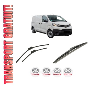 Set 3 stergatoare TOYOTA PROACE Van (MDZ_) din 2016-2024, pentru parbriz si luneta fata si spate auto, Bosch Twin-Aerotwin, din cauciuc siliconat rezistent, 4 Stickere Auto TOYOTA