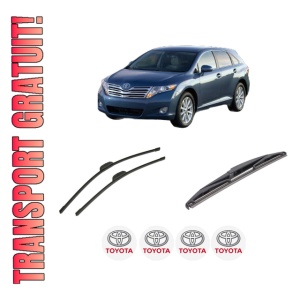 Set 3 stergatoare TOYOTA VENZA (_V1_) din 2008-2016, pentru parbriz si luneta fata si spate auto, Bosch Twin-Aerotwin Retrofit, din cauciuc siliconat rezistent, 4 Stickere Auto TOYOTA