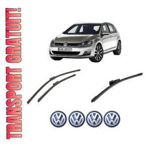 Set 3 stergatoare Volkswagen GOLF VII Van (5G1) din 2012-2017, pentru parbriz si luneta fata si spate auto, Bosch Aerotwin-Aerotwin, din cauciuc siliconat rezistent, 4 Stickere Auto Volkswagen