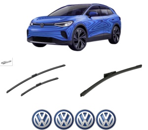 Set 3 stergatoare Volkswagen ID.4 (E21) din 2020-2023, pentru parbriz si luneta fata si spate auto, Bosch Aerotwin-Aerotwin, din cauciuc siliconat rezistent, 4 Stickere Auto Volkswagen - Img 2