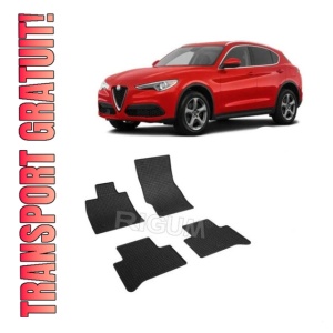 Set 4 covorase Alfa Romeo Stelvio 2020-prezent, din cauciuc 100%, compatibile cu autoturismul ALFA ROMEO Stelvio