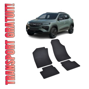 Set 4 covorase Dacia Spring 2024-prezent, din cauciuc 100%, compatibile cu autoturismul DACIA Spring