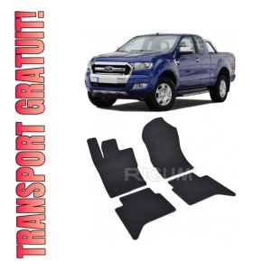 Set 4 covorase Ford Ranger 2023-prezent, din cauciuc 100%, compatibile cu autoturismul FORD Ranger