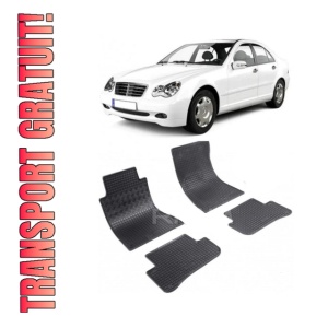 Set 4 covorase Mercedes C-Klasse 2000-2007, din cauciuc 100%, compatibile cu autoturismul MERCEDES C-Klasse
