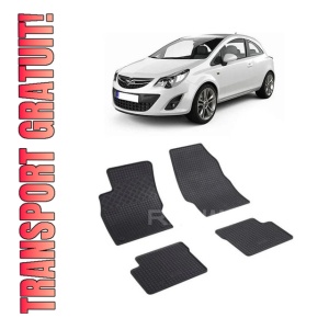 Set 4 covorase Opel Corsa D 2007-2014, din cauciuc 100%, compatibile cu autoturismul OPEL Corsa