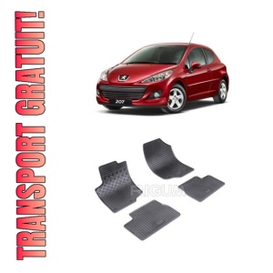 Set 4 covorase Peugeot 207 2006-2012, din cauciuc 100%, compatibile cu autoturismul PEUGEOT 207