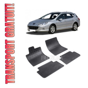 Set 4 covorase Peugeot 407 2004-2010, din cauciuc 100%, compatibile cu autoturismul PEUGEOT 407