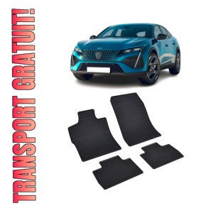 Set 4 covorase Peugeot 408 2023-prezent, din cauciuc 100%, compatibile cu autoturismul PEUGEOT 408