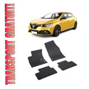 Set 4 covorase Renault Megane 2016-prezent, din cauciuc 100%, compatibile cu autoturismul RENAULT Megane