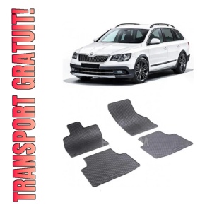 Set 4 covorase Skoda Superb Iii 2015-2023, din cauciuc 100%, compatibile cu autoturismul SKODA Superb