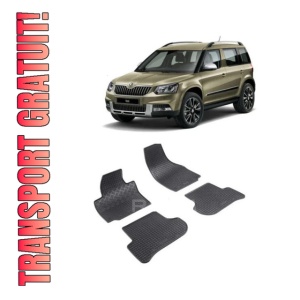 Set 4 covorase Skoda Yeti 2009-2017, din cauciuc 100%, compatibile cu autoturismul SKODA Yeti