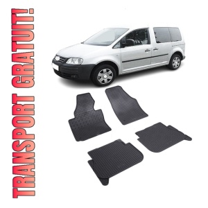 Set 4 covorase Volkswagen Caddy 5M 2005-2020, din cauciuc 100%, compatibile cu autoturismul Volkswagen Caddy