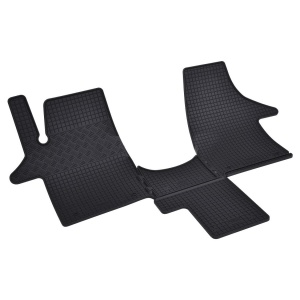 Set 4 covorase Volkswagen T 6 Transporter/Caravelle/Multivan 2 Locuri 2015- + Tunel2019, din cauciuc 100%, compatibile cu autoturismul Volkswagen T v5334