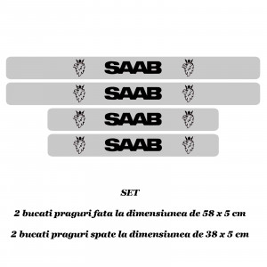 Set 4 protectii praguri auto, autoadezive Saab si breloc Succes, accesorii pentru autoturismul tau - masina v247156