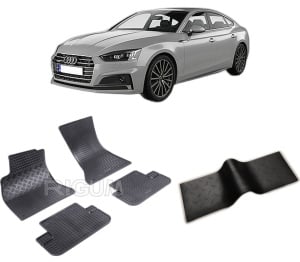 Set 5 covorase AUDI A5 8TA din 2009-09.2016, cu covoras tunel median, CAROSERIE SPORTBACK, Presuri cauciuc 100%, compatibil cu autoturismul AUDI A5 8TA, Rigum - Img 2