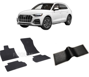 Set 5 covorase AUDI Q5 III din 11.2024-PREZENT, cu covoras tunel median, CAROSERIE SUV, Presuri cauciuc 100%, compatibil cu autoturismul AUDI Q5 III, Rigum - Img 2