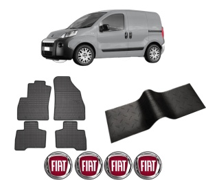 Set 5 covorase auto FIAT FIORINO Box Body/MPV (225_) din 2015-2022, cu covoras tunel median, presuri auto din cauciuc, 4x Stickere auto cu FIAT - Img 2