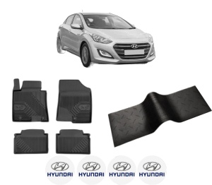 Set 5 covorase auto HYUNDAI i30 Hatchback Van (GDE) din 2012-2019, cu covoras tunel median, presuri auto din cauciuc, 4x Stickere auto cu HYUNDAI - Img 2