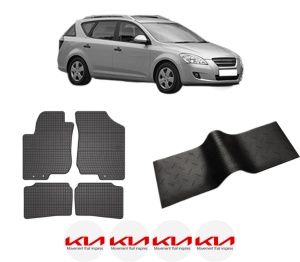 Set 5 covorase auto KIA CEE'D SW (ED) din 2003-2010, cu covoras tunel median, presuri auto din cauciuc, 4x Stickere auto cu KIA - Img 2