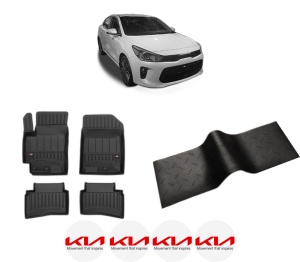 Set 5 covorase auto KIA RIO IV (YB, SC, FB) din 2012-2016, cu covoras tunel median, presuri auto din cauciuc, 4x Stickere auto cu KIA - Img 2