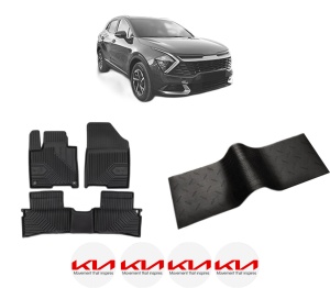 Set 5 covorase auto KIA SPORTAGE V (NQ5) din 2011-2017, cu covoras tunel median, presuri auto din cauciuc, 4x Stickere auto cu KIA - Img 2