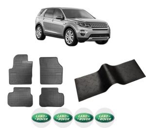 Set 5 covorase auto LAND ROVER DISCOVERY SPORT (L550) din 2005-2014, cu covoras tunel median, presuri auto din cauciuc, 4x Stickere auto cu LAND ROVER - Img 2